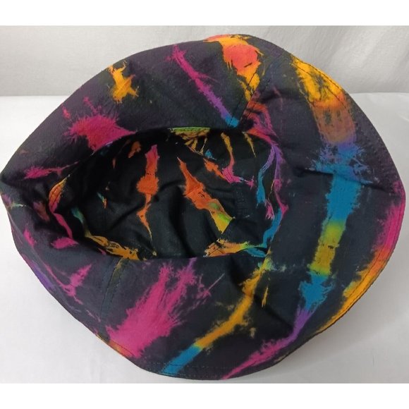 Clea Ray Bucket Hat Reversible Tie Dye Black Pink Blue Purple One Size Rayon - Picture 9 of 16